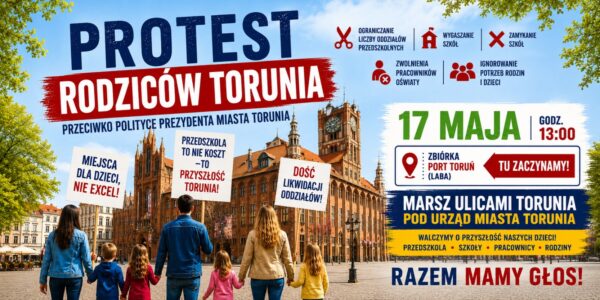 protest rodziców w Toruniu